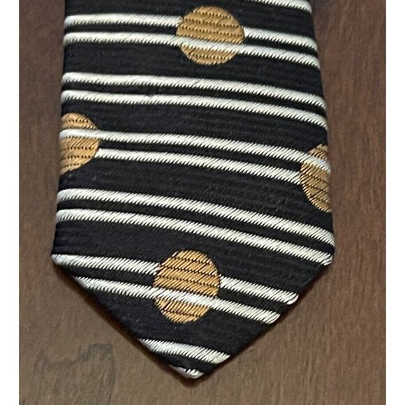 Vintage Smith Forester Black Gold 100% Imported Silk Men’s Neck Tie Made In USA - Picture 6 of 9